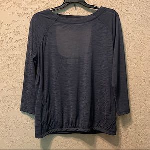 Grey Athleta Clarity Workout Shirt / Coverup Open Back Activewear Top